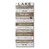 Stupell Industries Lake House Rules List Rustic Pattern Boat Oars, Designed by Natalie Carpentieri Canvas Wall Art, 13 x 30, White